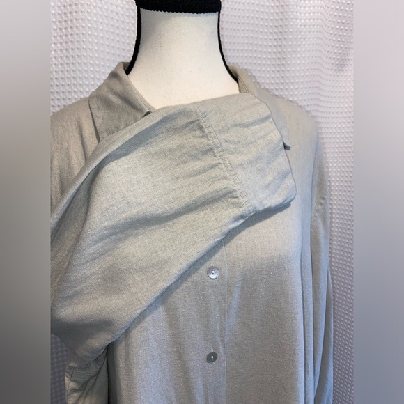 Women’s FRENCH LAUNDRY oatmeal‎ linen blend buttoned shirt size XL - Picture 5 of 15